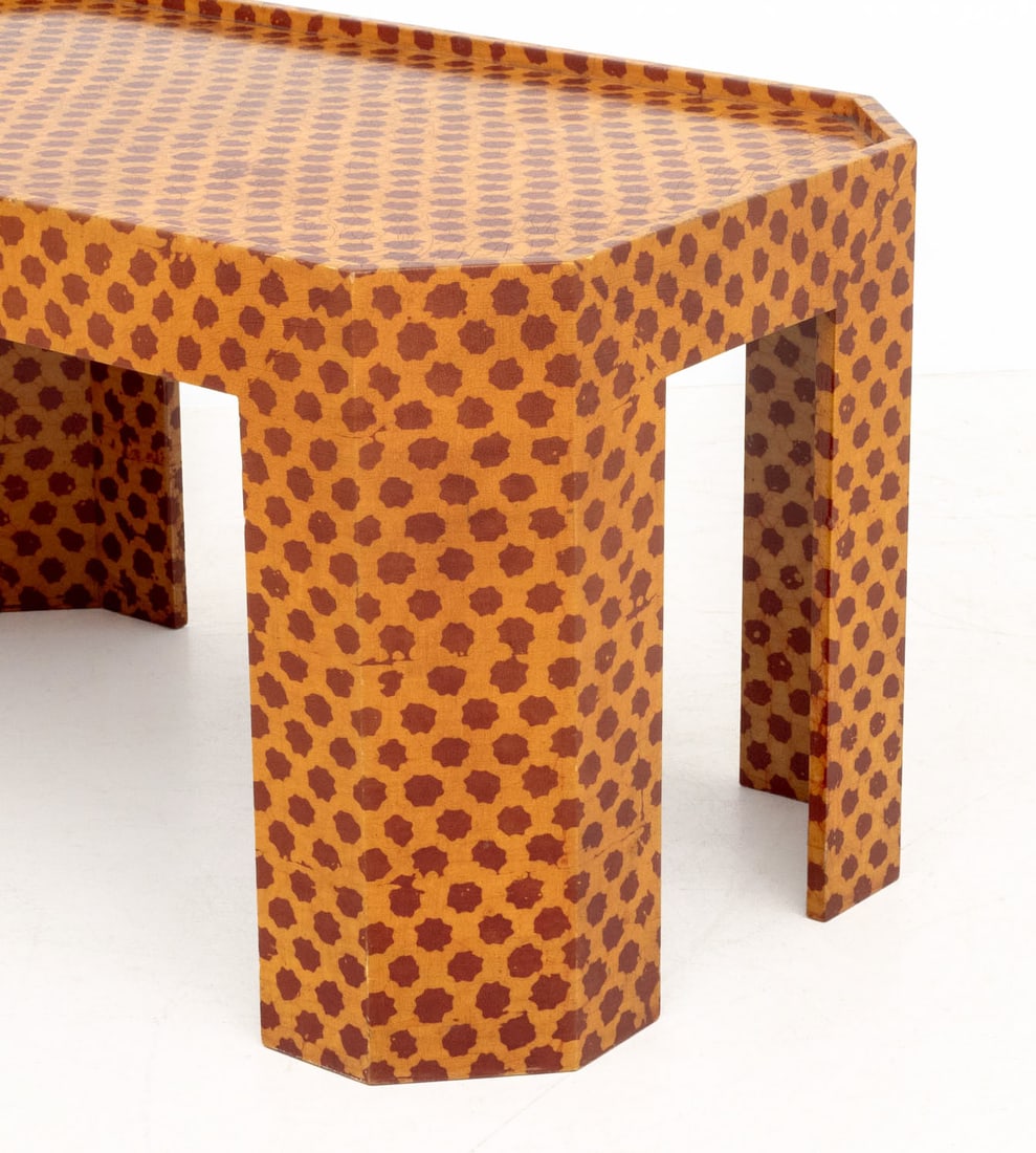Modern Red and Yellow Patterned Side Table - 4