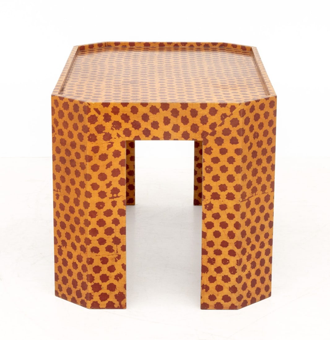Modern Red and Yellow Patterned Side Table - 6