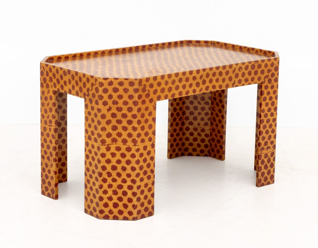 Modern Red and Yellow Patterned Side Table - 7