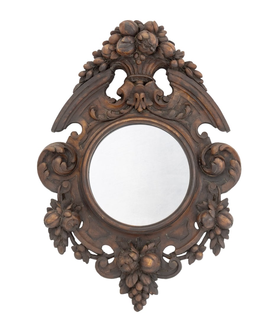 Black Forest Carved Walnut Wall Mirror, 19th C. (1 of 6)