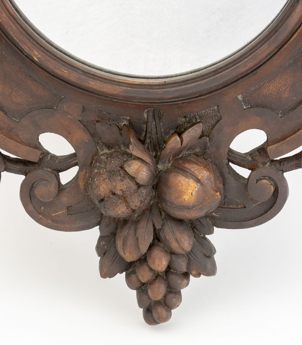 Black Forest Carved Walnut Wall Mirror, 19th C. - 4