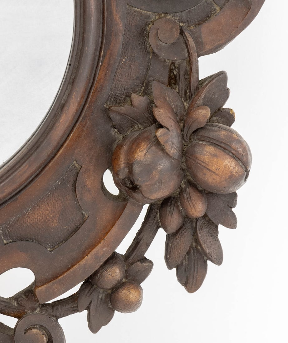 Black Forest Carved Walnut Wall Mirror, 19th C. - 5