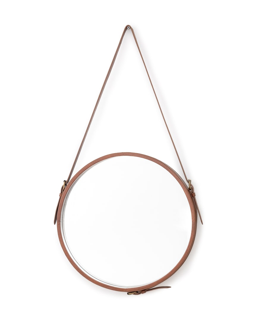 Faux Leather Strap Framed Mirror (1 of 5)