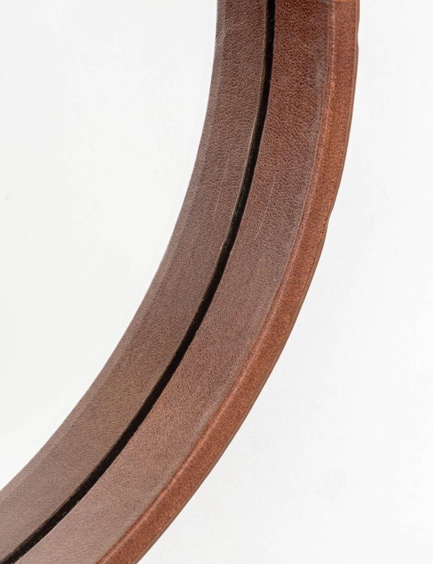 Faux Leather Strap Framed Mirror - 4