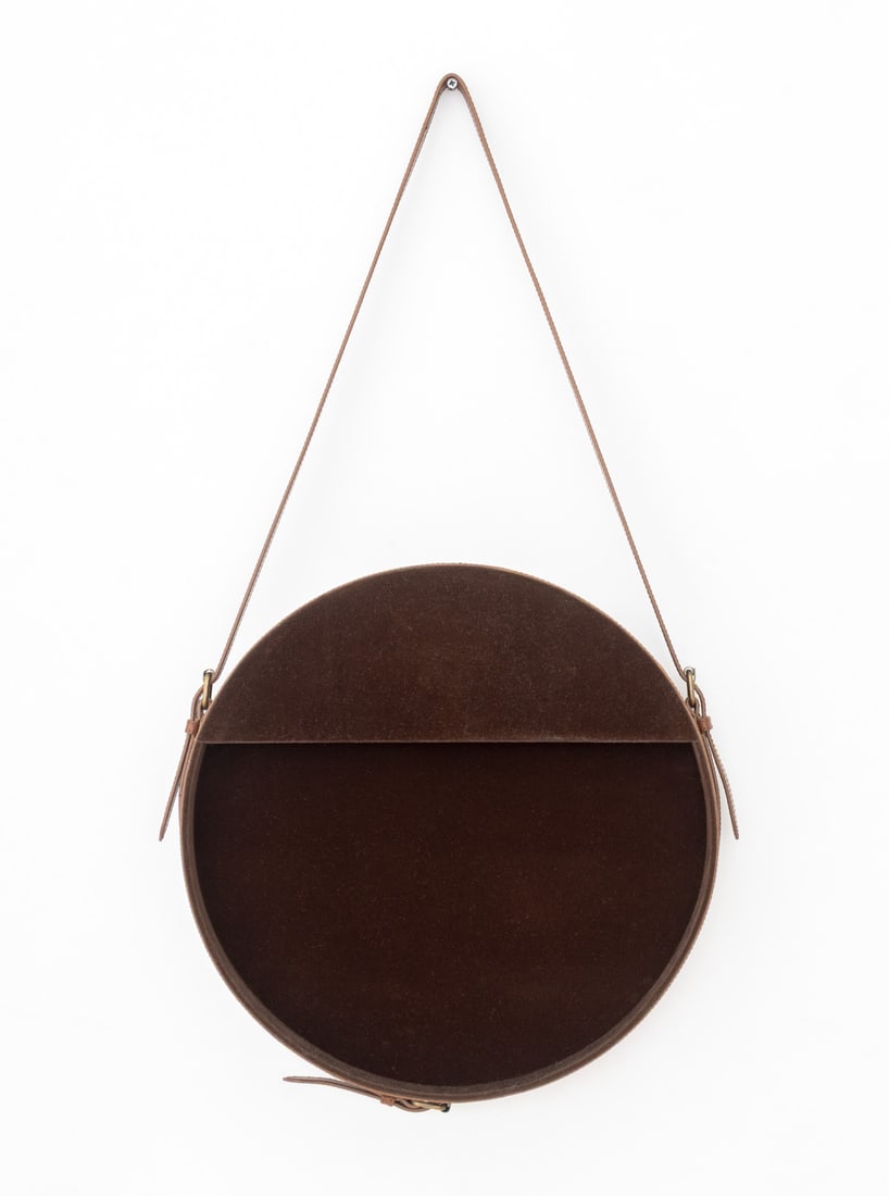 Faux Leather Strap Framed Mirror - 5