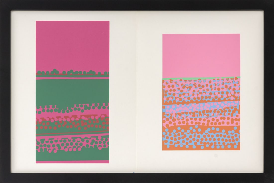 Josef Albers "Interaction of Color Plate XVIII-13": Josef Albers (German/American, 1888-1976), "The Interaction of Color Plate XVIII-13", Screenprint in Colors on Paper, 1973, published by Josef Keller Verlag Starnberg, black frame. Image: 12.5" H x