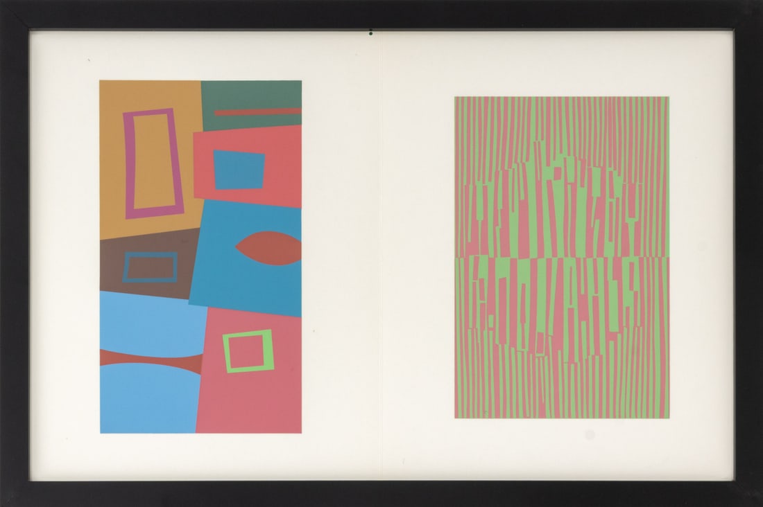Josef Albers "Interaction of Color Plate XVIII-3": Josef Albers (German/American, 1888-1976), "The Interaction of Color Plate XVIII-3", Screenprint in Colors on Paper, 1973, published by Josef Keller Verlag Starnberg, black frame. Image: 12.5" H x 19.