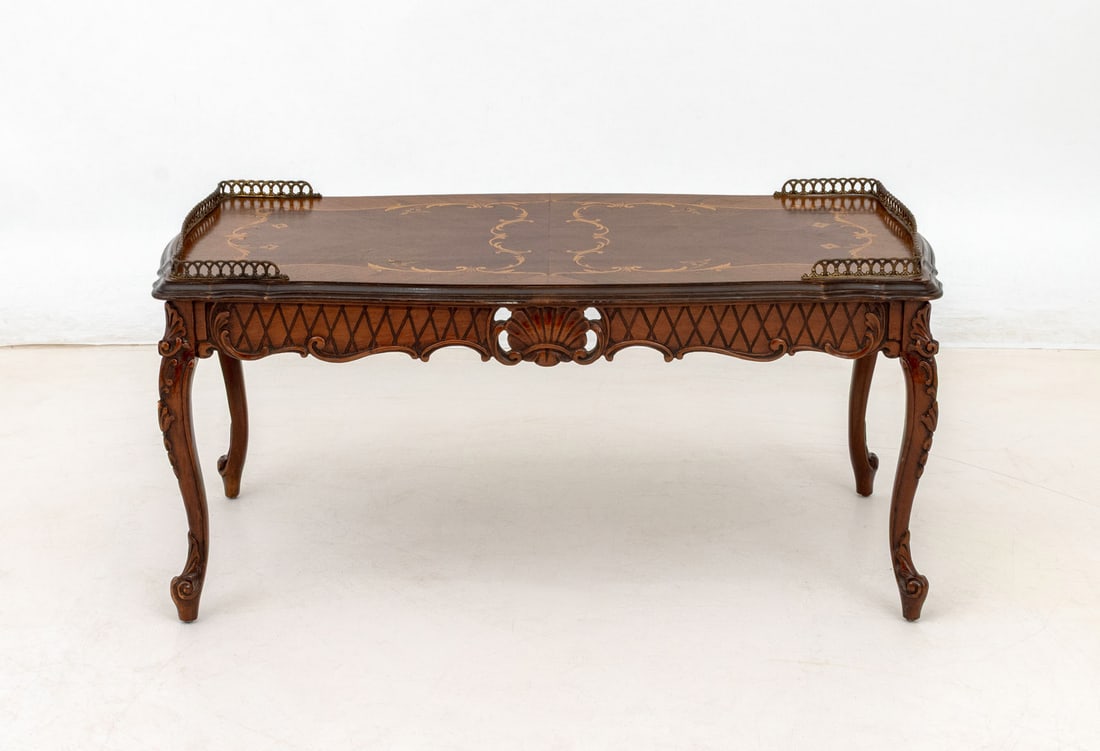 Louis XV Style Walnut and Satinwood Coffee Table - 2