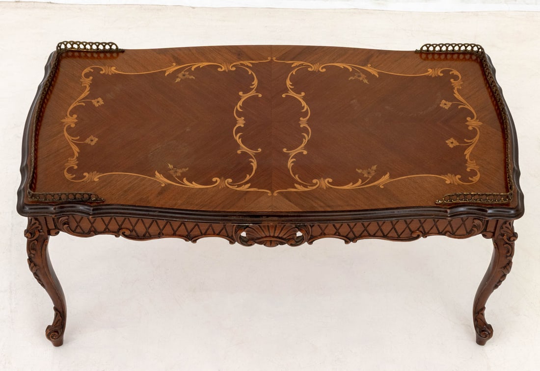 Louis XV Style Walnut and Satinwood Coffee Table - 3