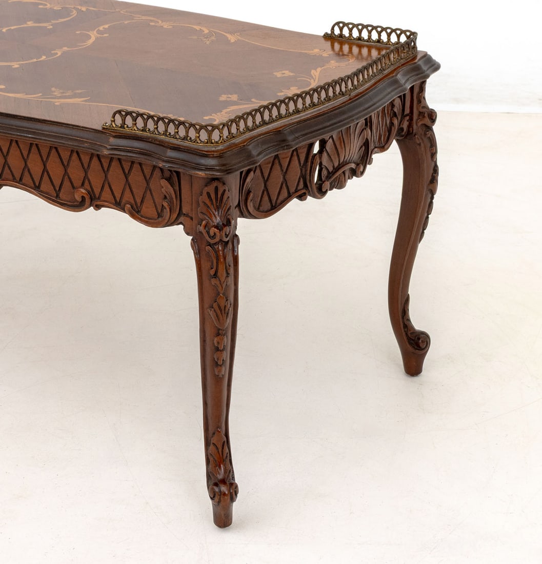 Louis XV Style Walnut and Satinwood Coffee Table - 6