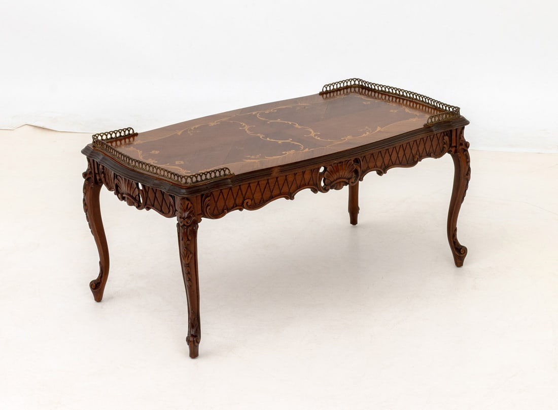 Louis XV Style Walnut and Satinwood Coffee Table - 8