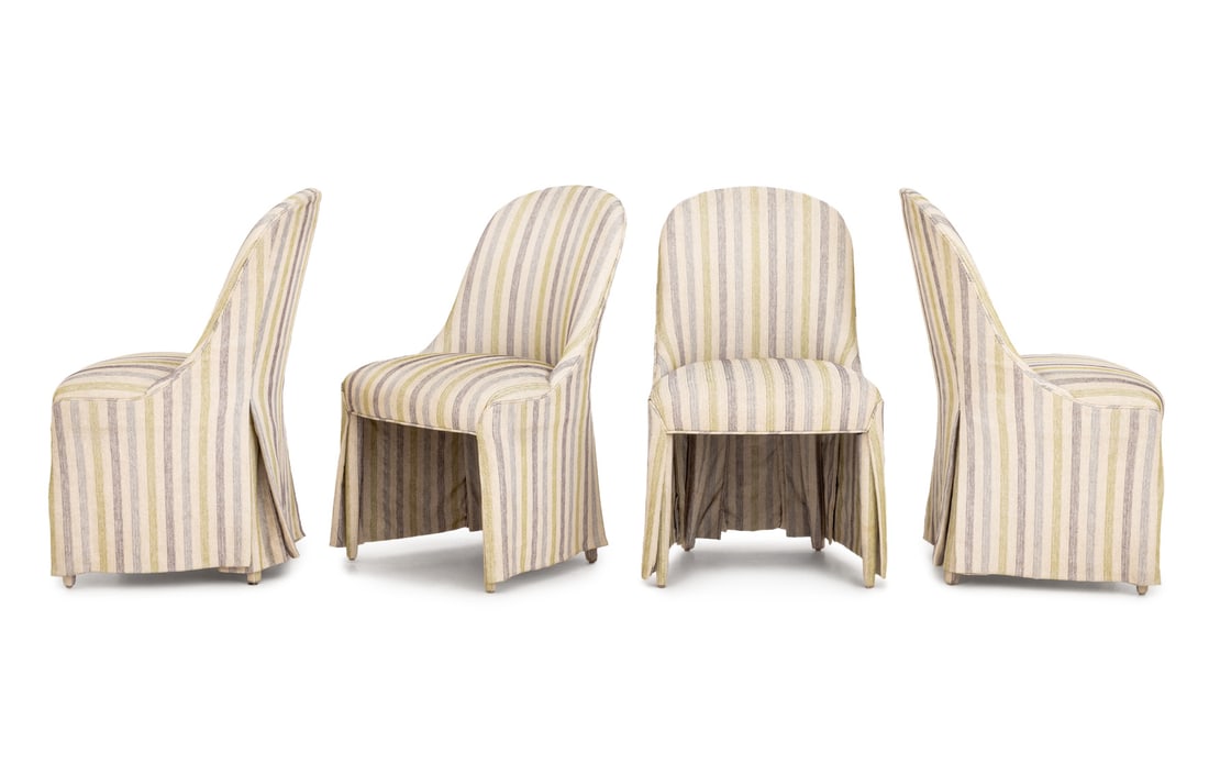 Modern Striped Upholstered Dining Chairs (1 of 9)