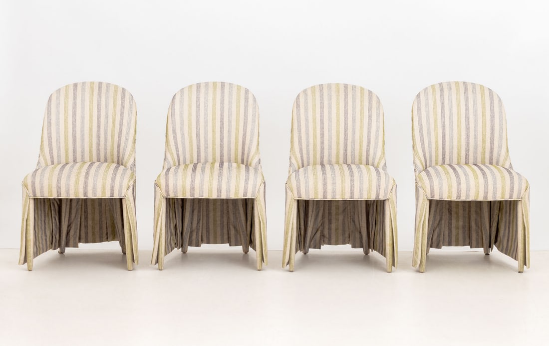 Modern Striped Upholstered Dining Chairs - 2