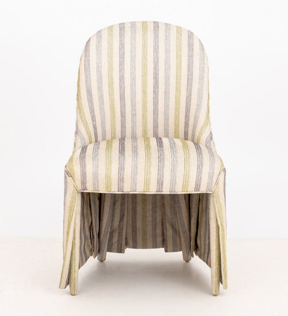Modern Striped Upholstered Dining Chairs - 4