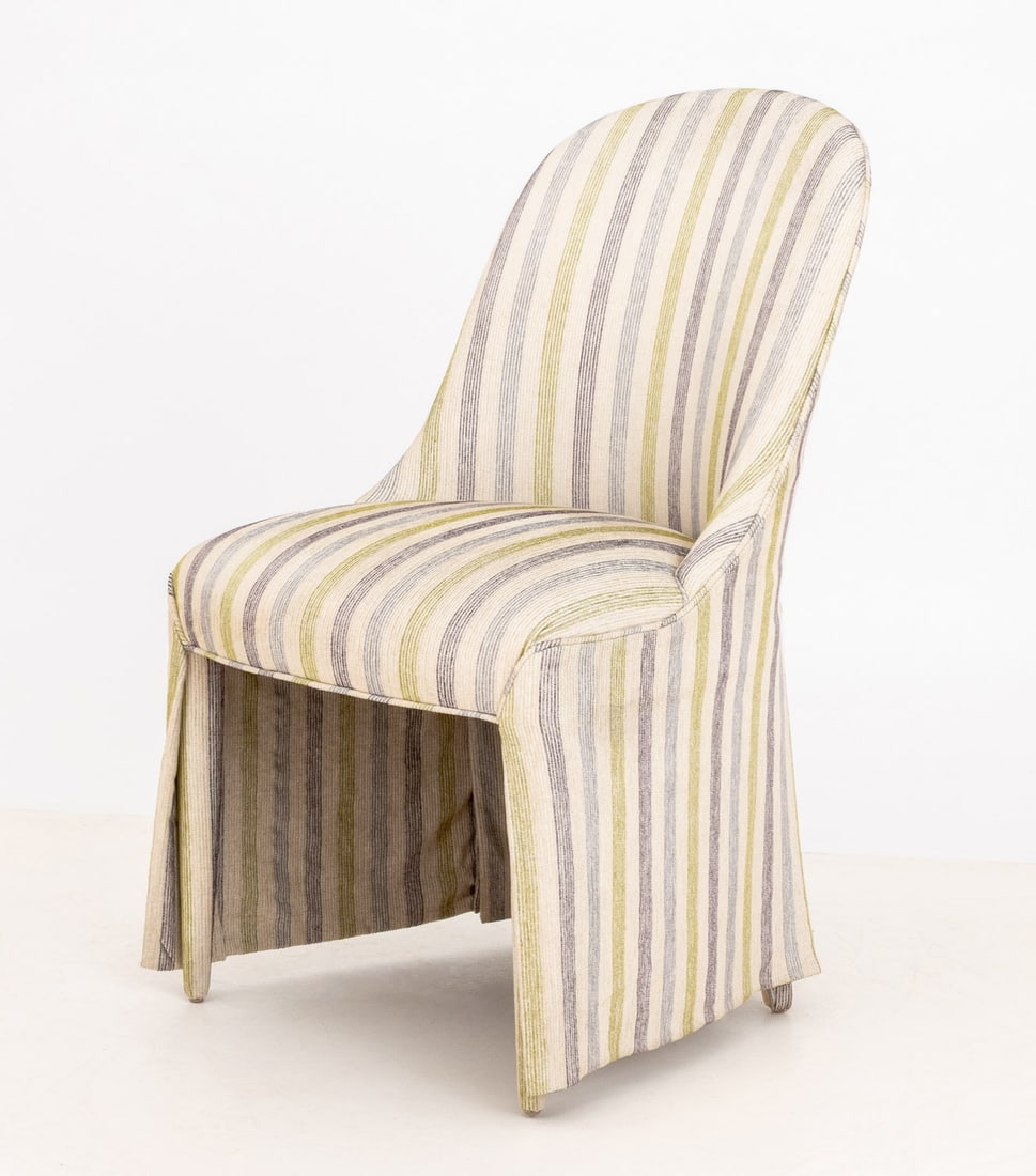 Modern Striped Upholstered Dining Chairs - 6