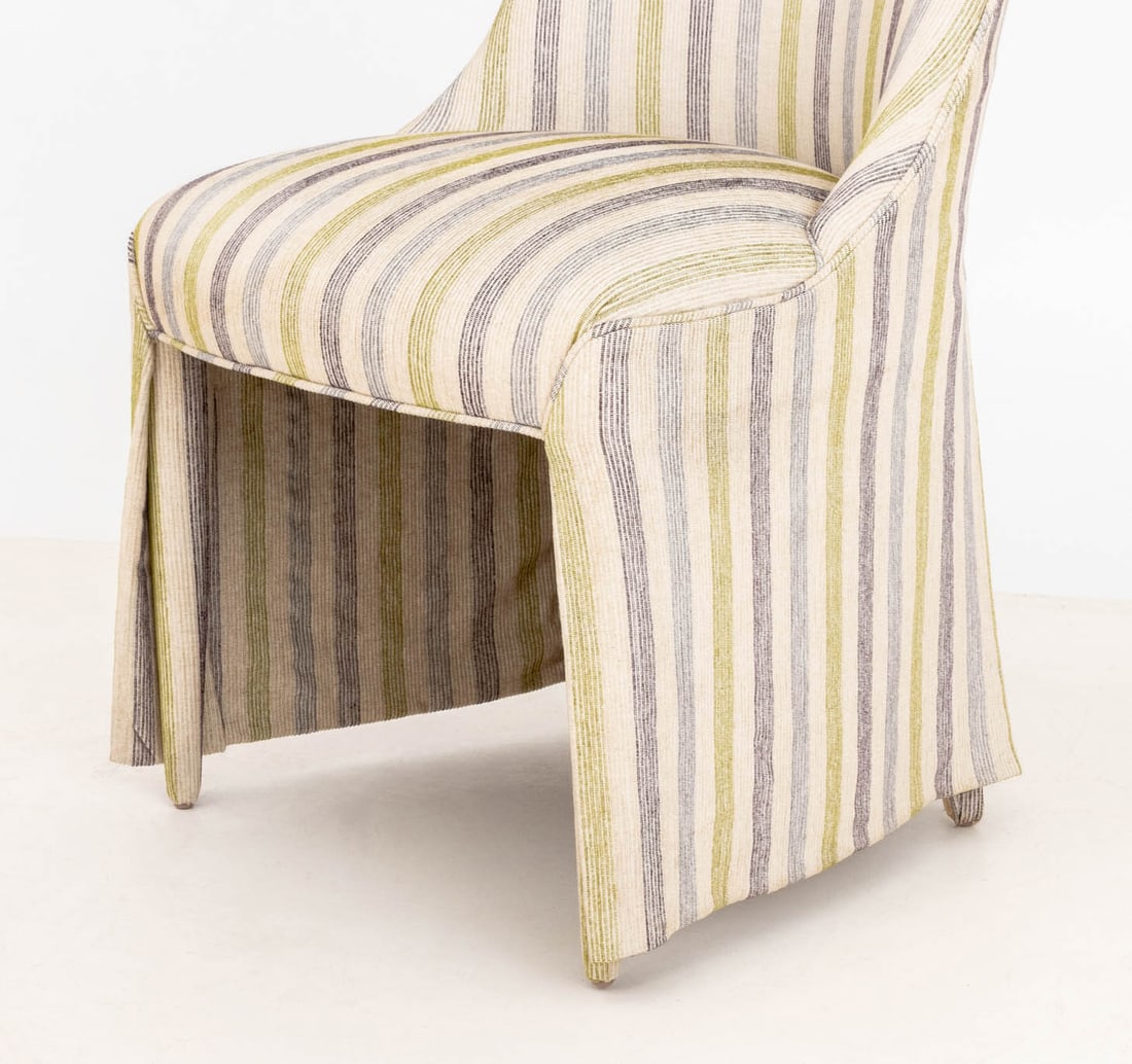 Modern Striped Upholstered Dining Chairs - 7