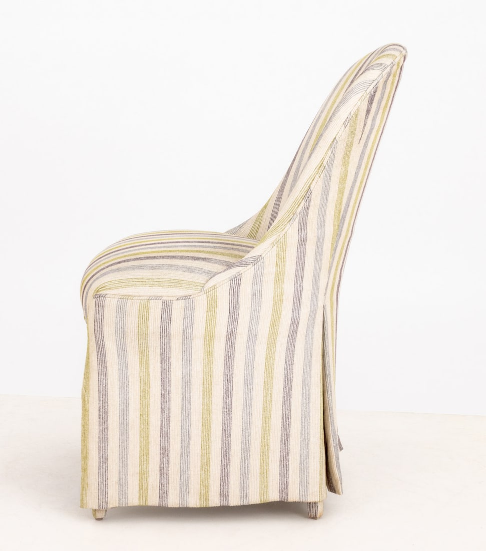 Modern Striped Upholstered Dining Chairs - 8