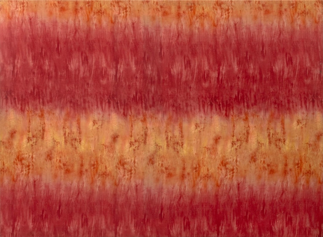 Contemporary Red and Yellow Dyed Silk Panel (1 of 5)