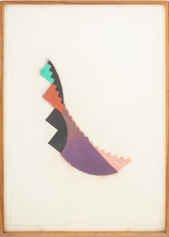 Johnnie Winona Ross "Failing Stares" Mixed Media: Johnnie Winona Ross (American, b. 1949), "Failing Stares", Mixed Media Collage on Paper, layered and painted paper constructs on lithograph in colors, numbered edition "1/82" lower left, titled to cen