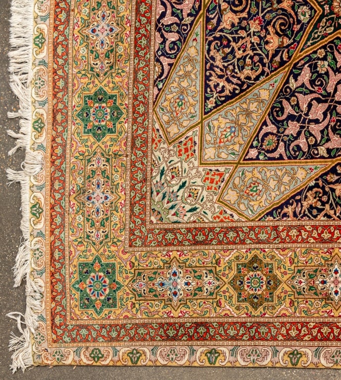 Iran Tabriz Wool and Silk Carpet, 12' 2" x 8' 2.5" - 2