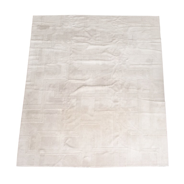 V'Soske Modern Gray Carpet, 19' 10" x 15' 10": V'Soske Inc. Modern Light Gray Geometric Carpet, wool-silk blend, 2013, made in USA, marked. 19' 10" H x 15' 10" W. Provenance: From a Thad Hayes designed Private Residence at 15 Central Park West. Ke