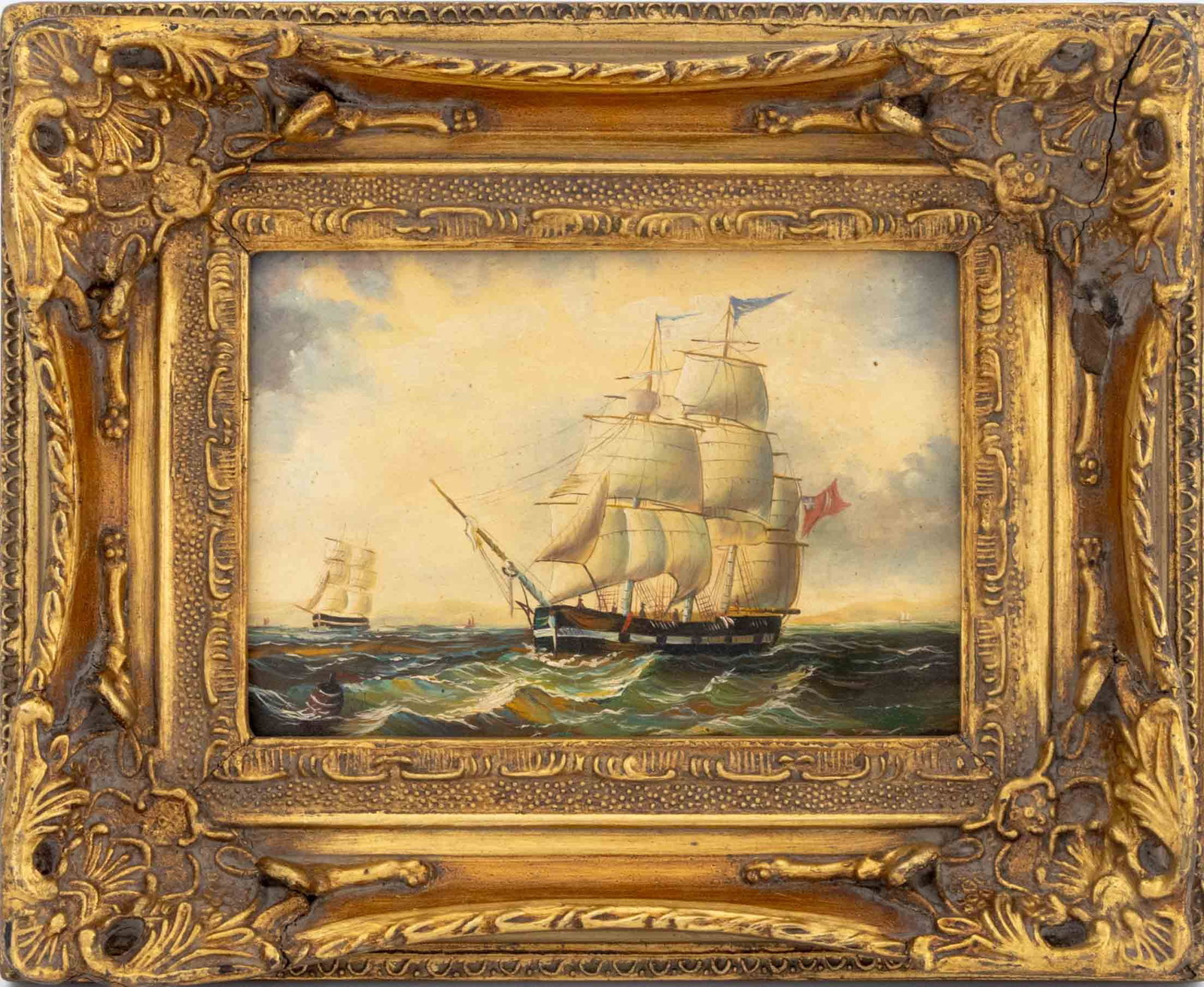 Signed Nautical Scene Oil on Panel, 19th C. (1 of 8)