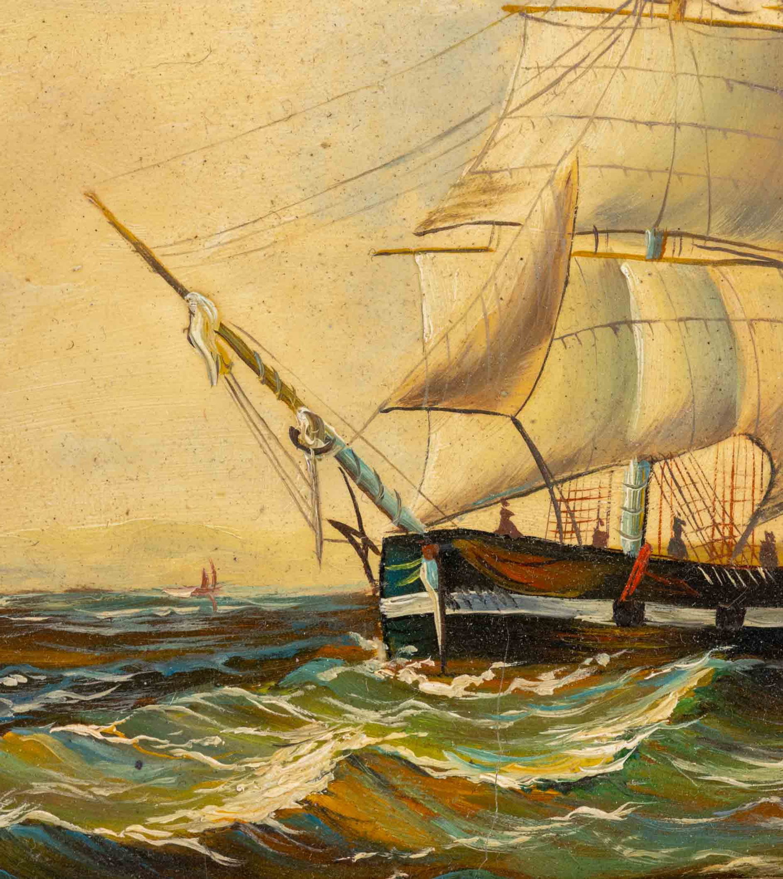 Signed Nautical Scene Oil on Panel, 19th C. - 4