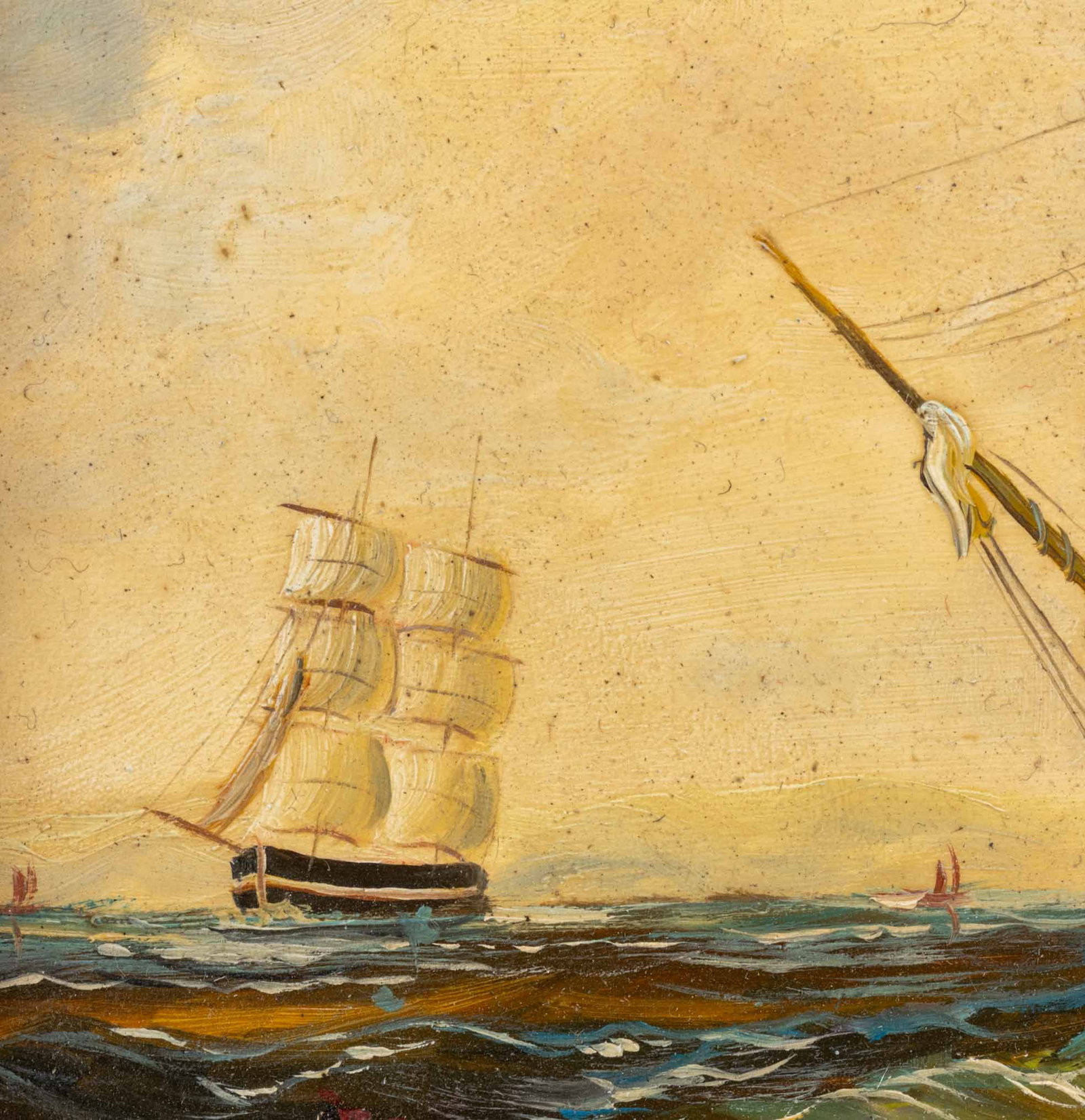 Signed Nautical Scene Oil on Panel, 19th C. - 5