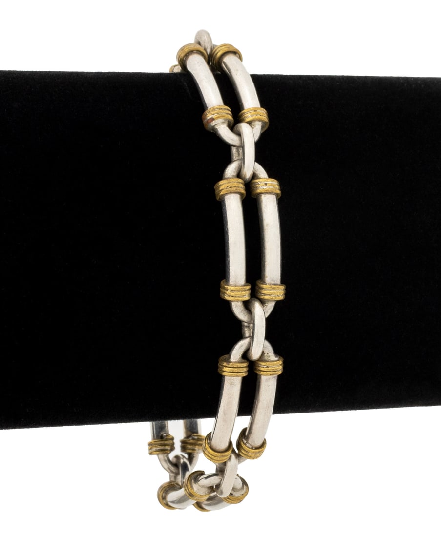 Mexican Vermeil Sterling Silver Link Bracelet (1 of 5)