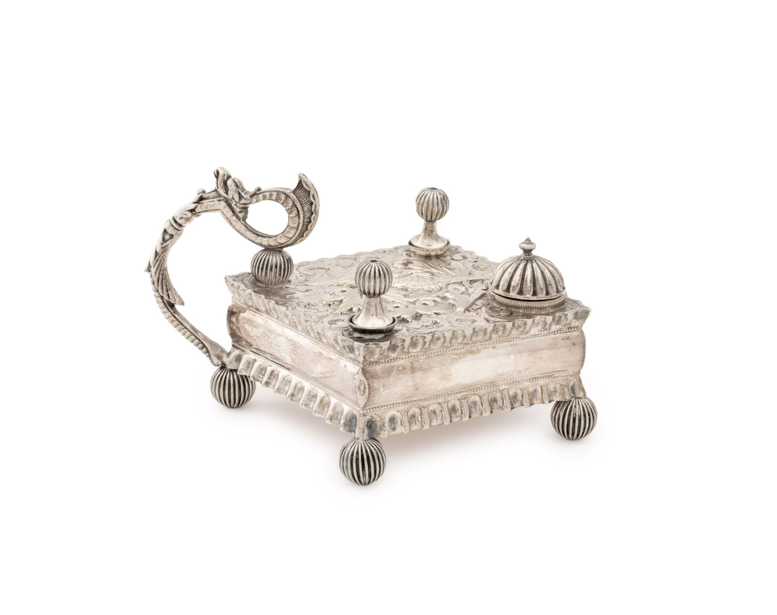 European Silver Plate Square Oil Lamp (1 of 13)