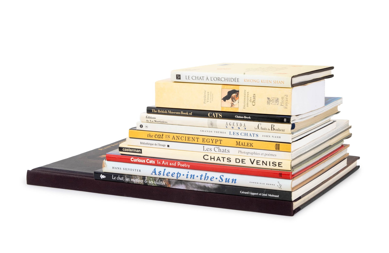 Books on Cats in Art, 12: Collection of 12 Books on Cats in Art, comprising: "Le Chats de Balthus", Vircondelet, Alain, "Dictionnaire amoureux des Chats", Vitoux, Frederic, "Le Chat a l'orchidee", Kuen Shan, Kwong, "The Britis