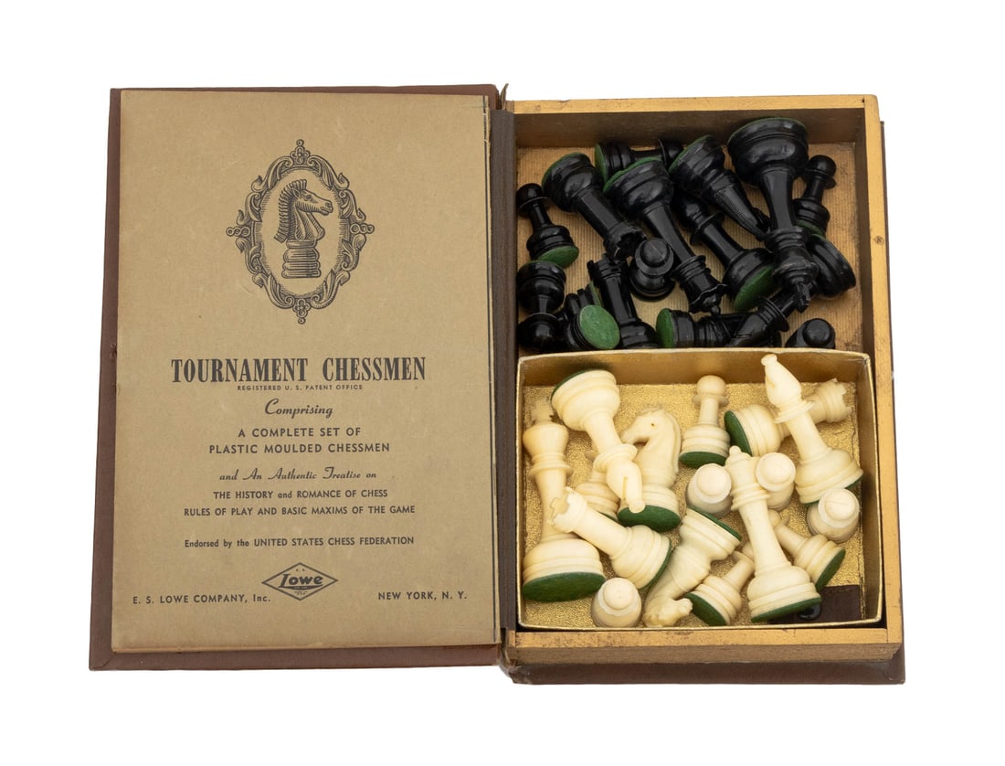 "Tournament Chessman" Pamphlet and Chessmen, 1945 (1 of 10)