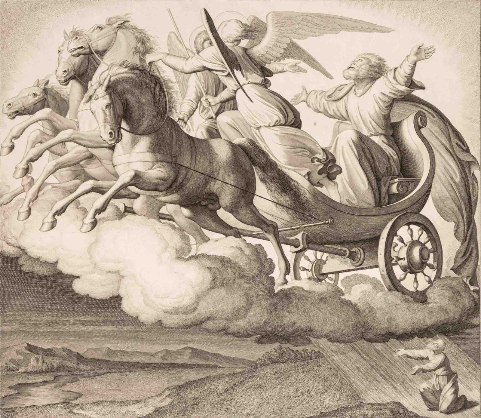 Ferdinand Ruscheweyh "Eijah" Etching, 19th C. - 2
