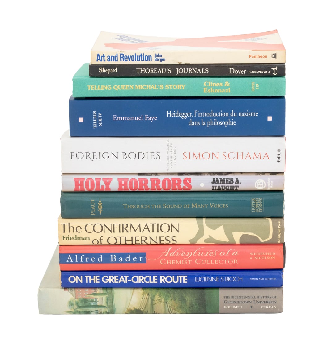 Signed History and Literature Books, 11: Collection of 11 History and Literature Books, comprising: "Holy Horrors", Haught, James A., inscribed "For Elie Wiesel / - James A. Haught" on flyleaf, "The Bicentennial History of Georgetown