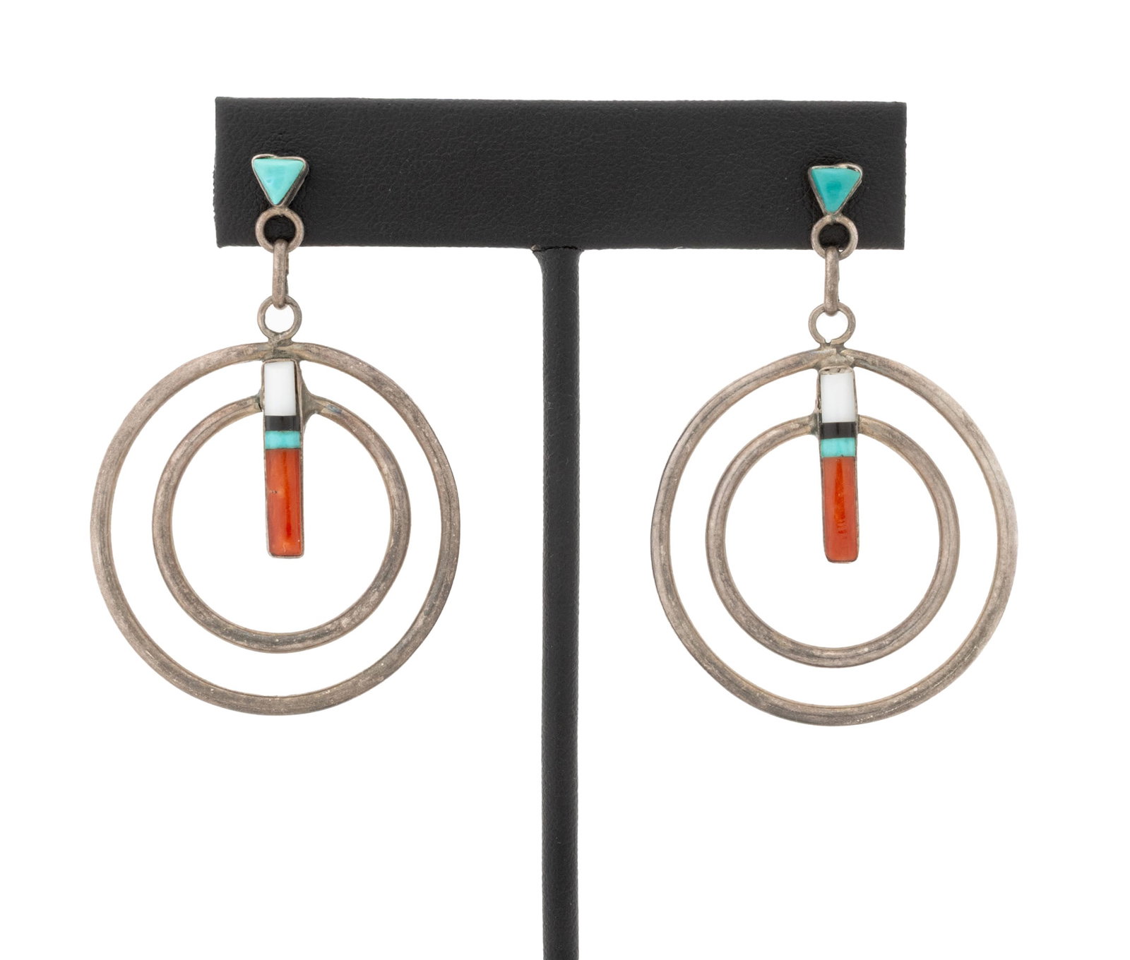 Zuni Coral, Mother-of-Pearl, & Turquoise Earrings (1 of 6)