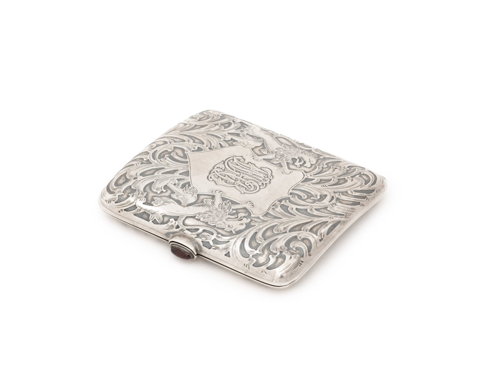 American Lion Motif Sterling Silver Cigarette Case (1 of 7)