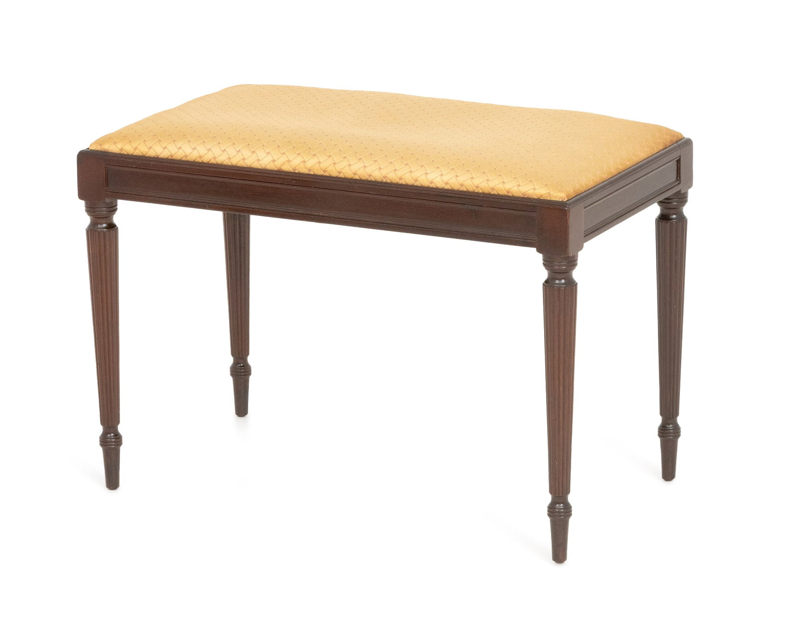 John Widdicomb Silk Upholstered Mahogany Bench (1 of 8)