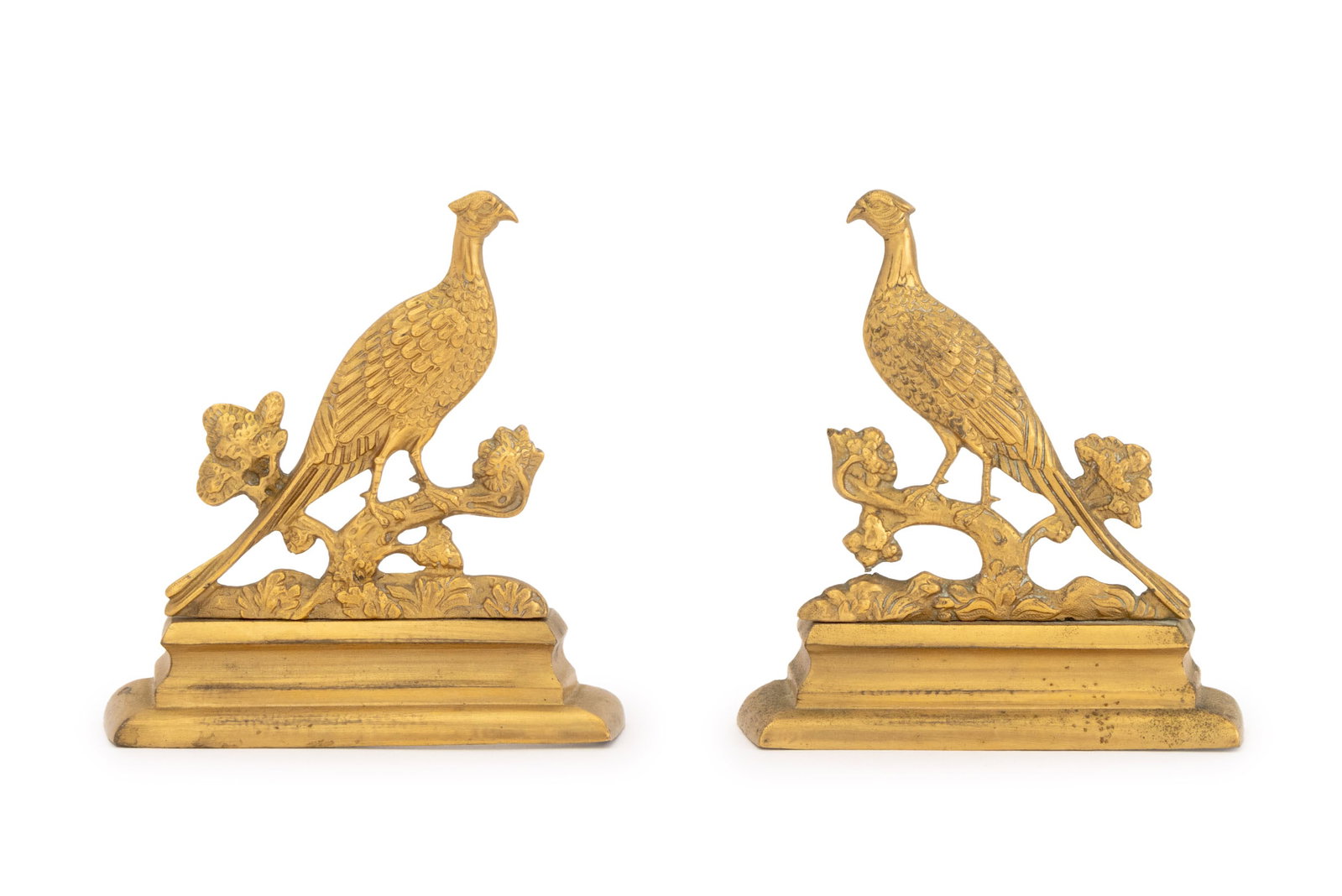 Pheasant Motif Gilt Diminutive Chenets, Pair (1 of 8)