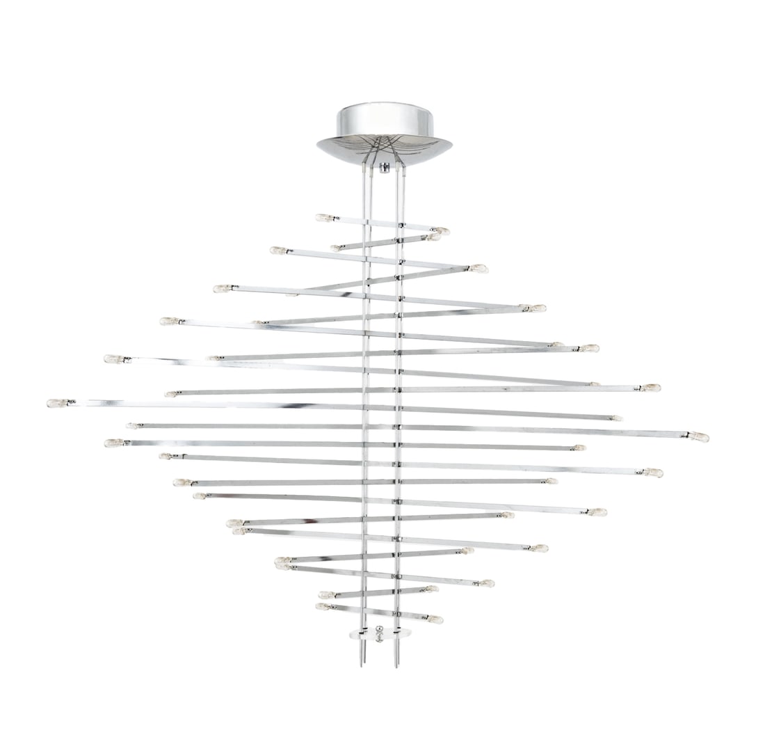 Italian Modern Chrome and Glass Suspension Lamp (1 of 9)