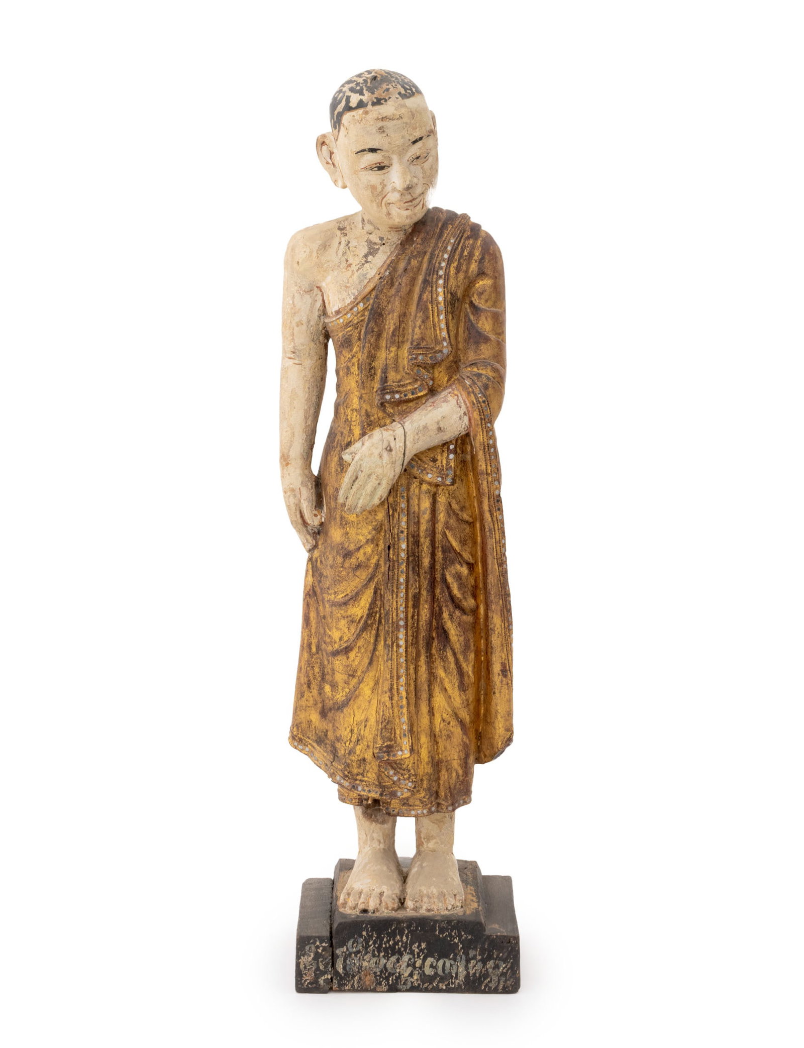 Burmese Mandalay Style Standing Monk Sculpture (1 of 9)