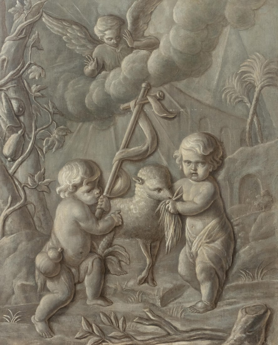 Jacob De Wit Attr. "Agnus Dei en Grisaille" Oil - 2