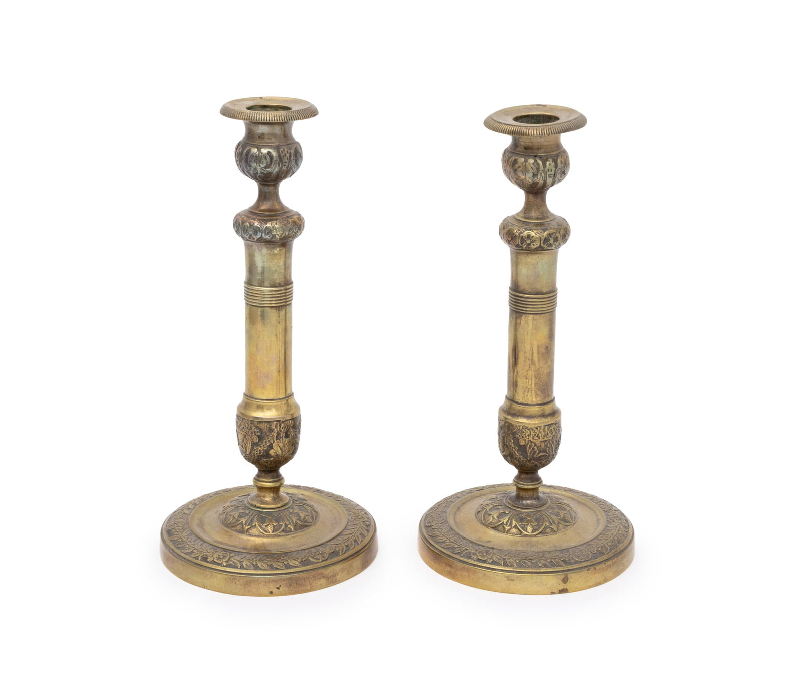 Louis XVI Gilt Bronze Candlesticks, 18th C., Pair (1 of 9)