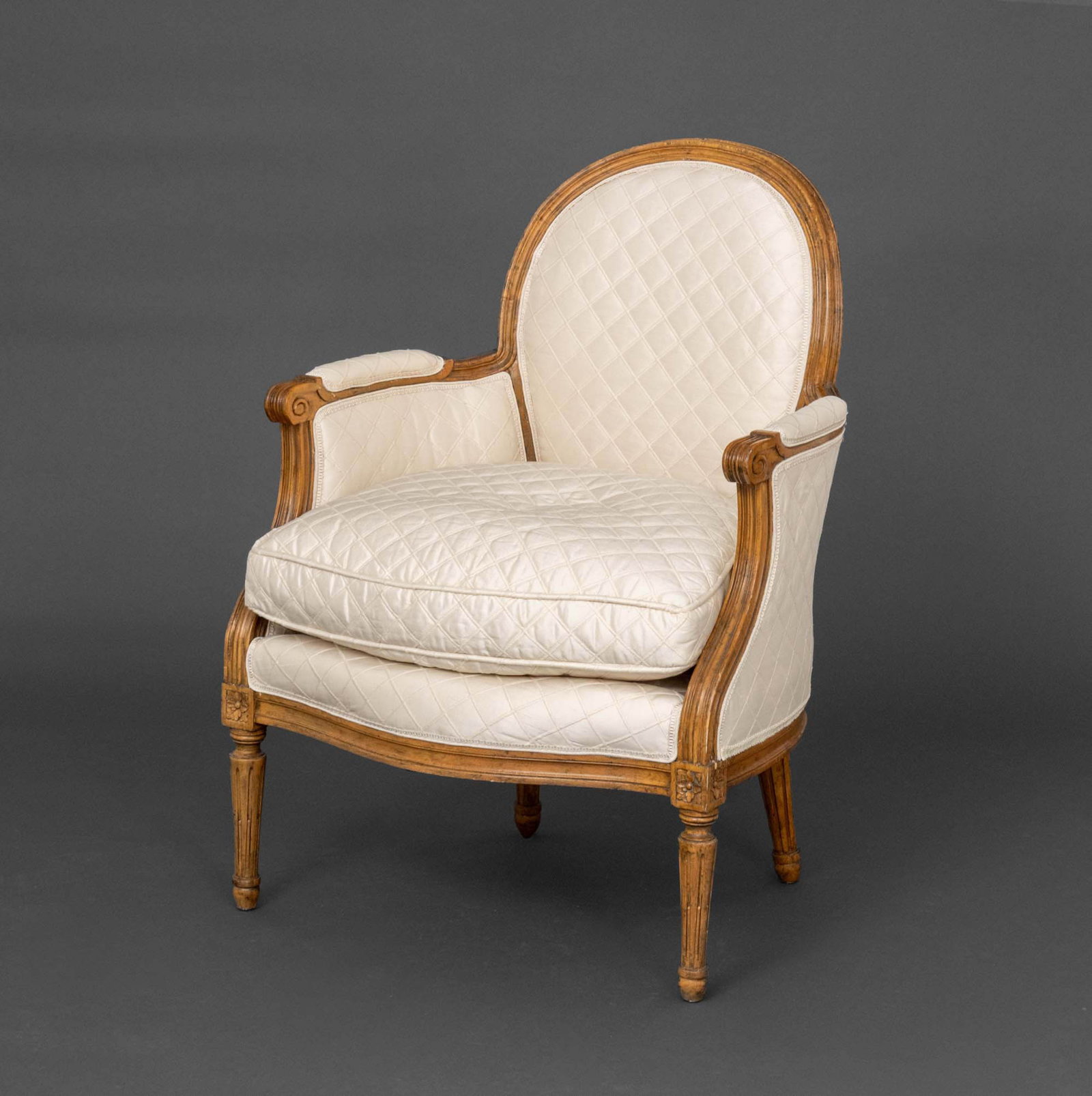 Louis XVI Style Upholstered Walnut Bergere (1 of 7)