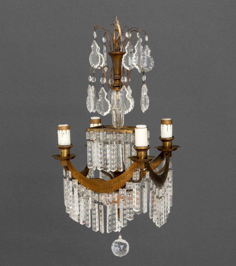 French Empire Style Brass and Crystal Chandelier (1 of 10)
