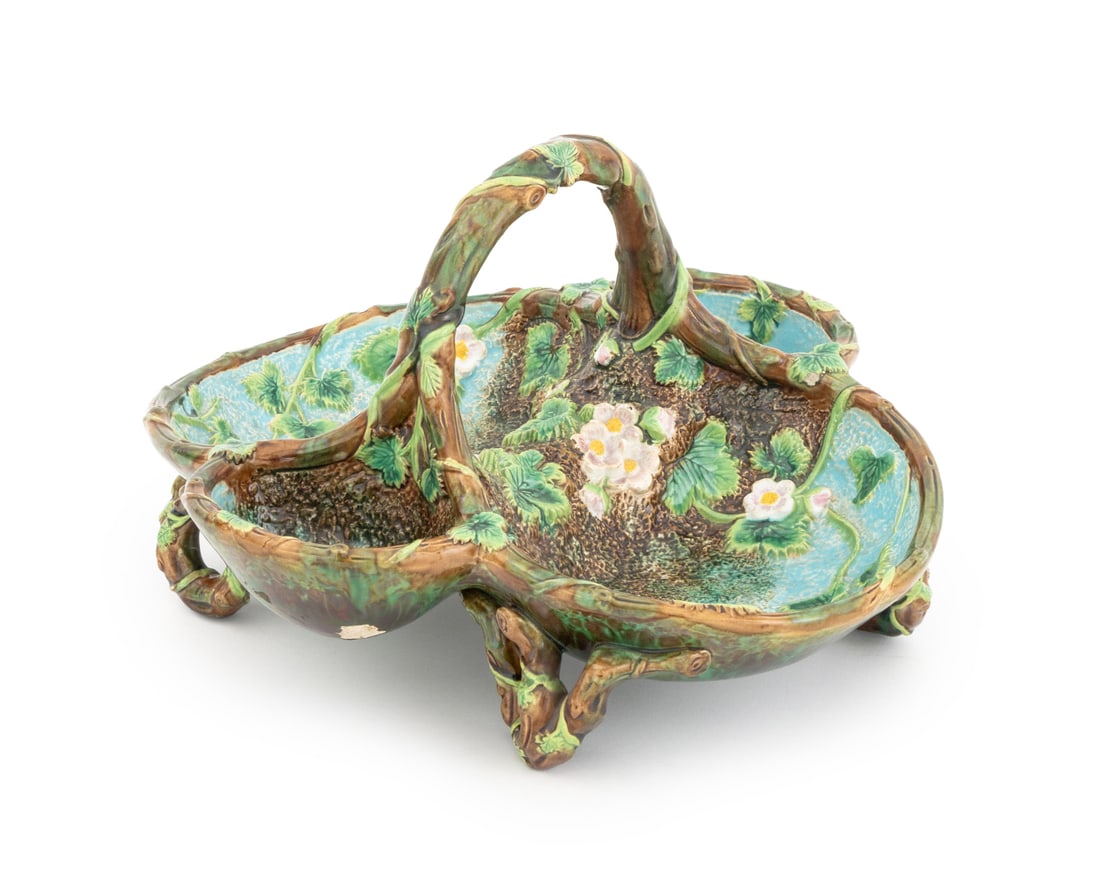 George Jones Majolica Strawberry Basket, ca. 1880 (1 of 10)