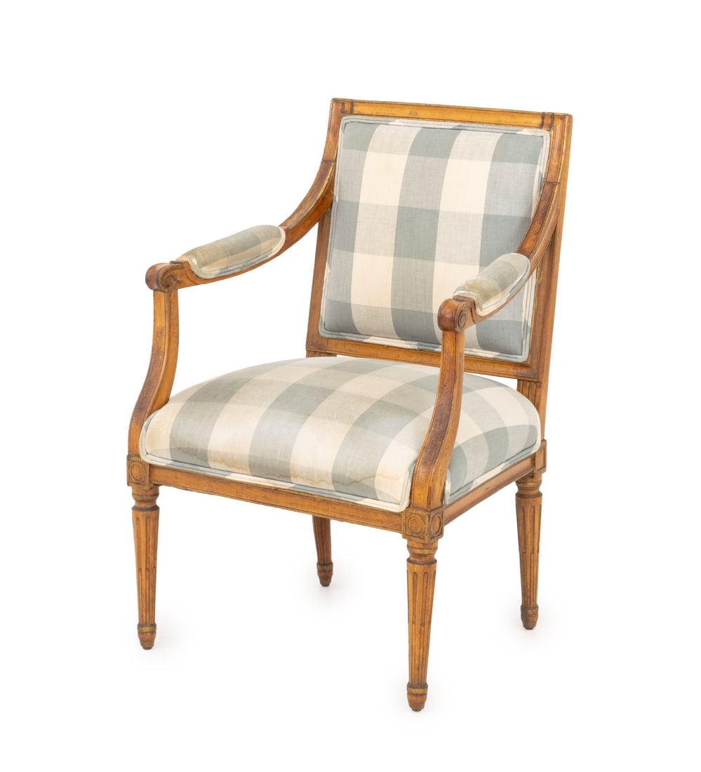 Louis XVI Style Upholstered Walnut Fauteuil (1 of 7)