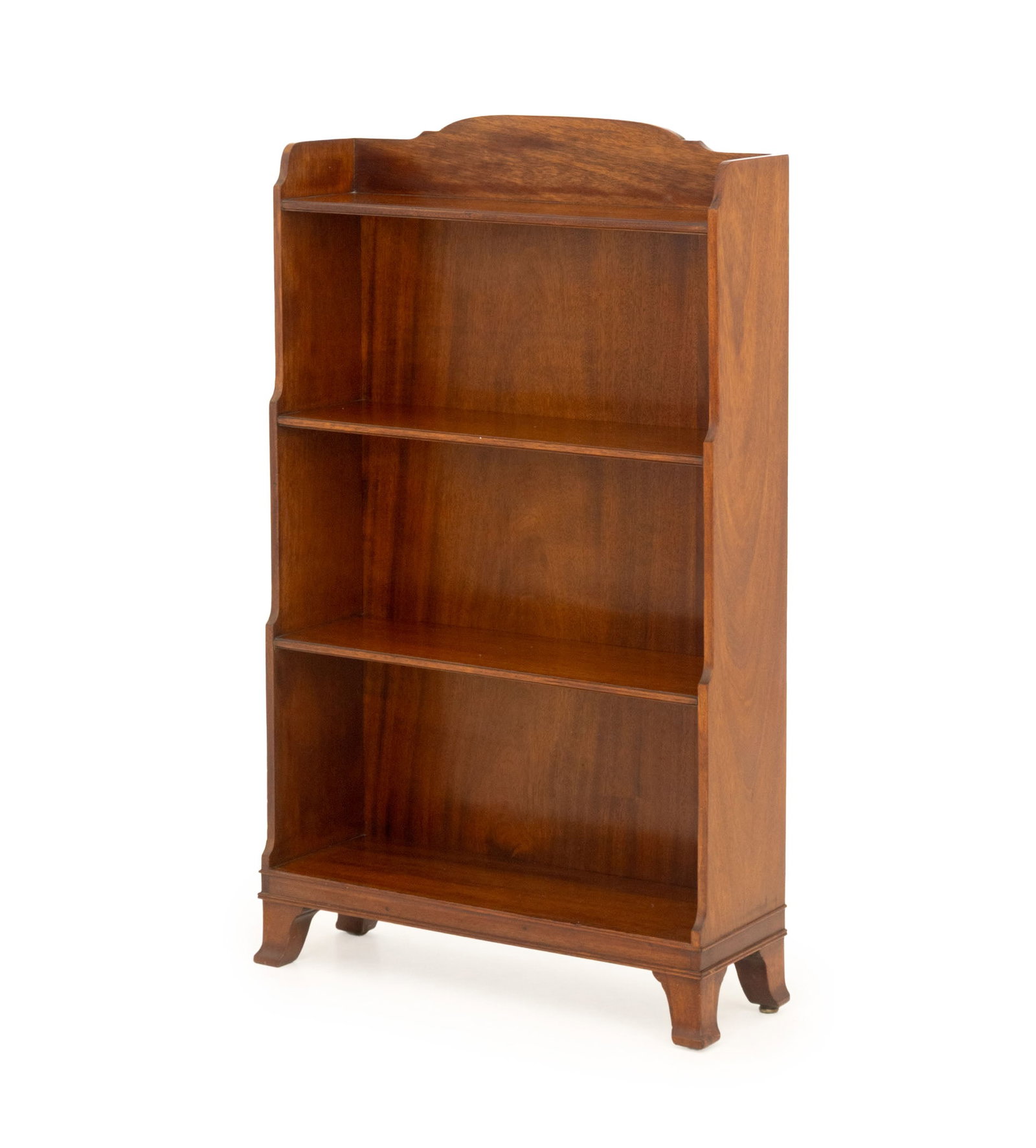 Arts and Crafts Walnut Open Bookcase: Arts and Crafts Walnut Open Bookcase, with three shelves. 40.5" H x 24" W x 6" D. Provenance: From an East 79th Street Estate. Keywords: Vintage Furniture, Open Bookshelf, Shelving, Storage, Etagere, 