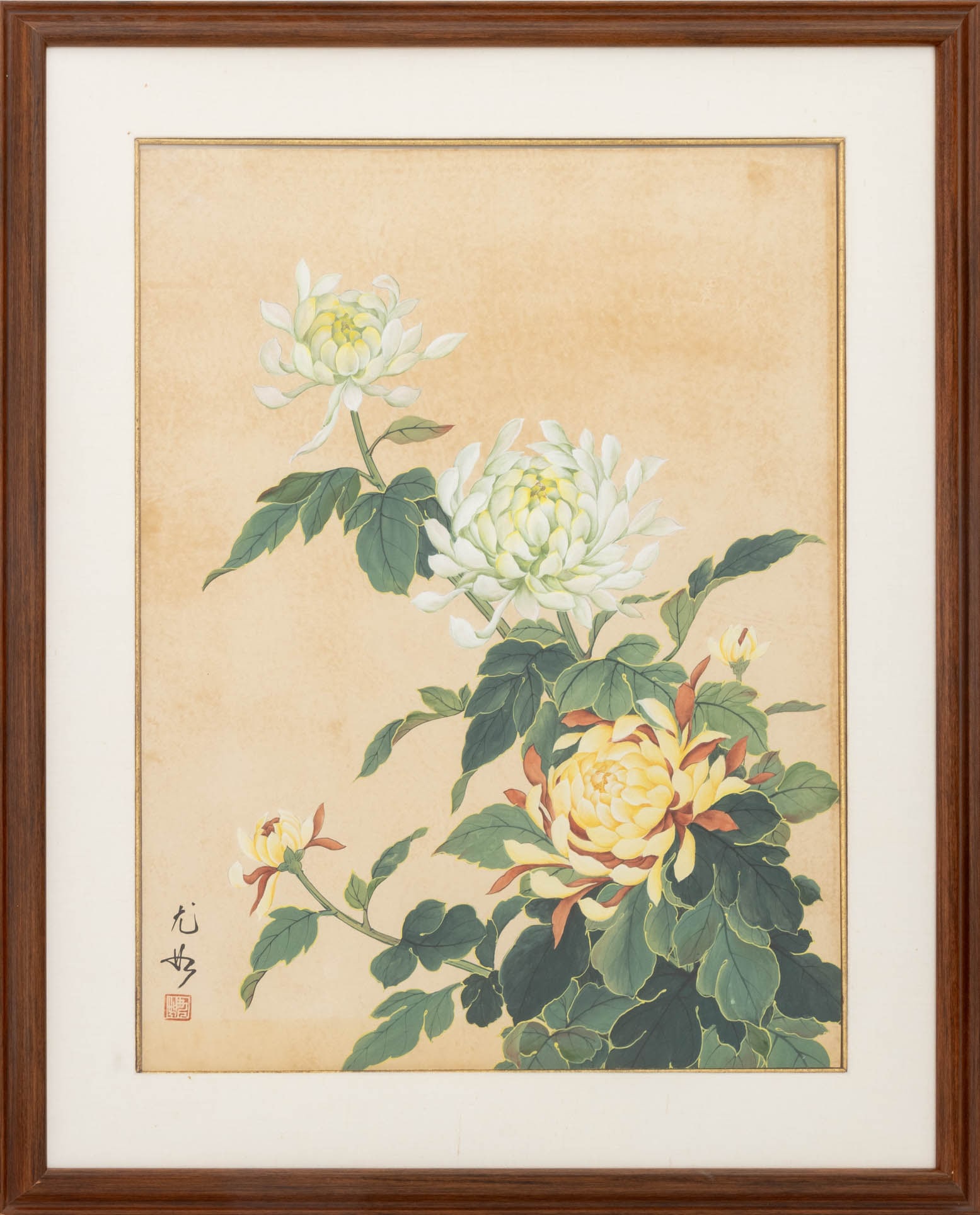 Chinese School Chrysanthemums Gouache (1 of 7)