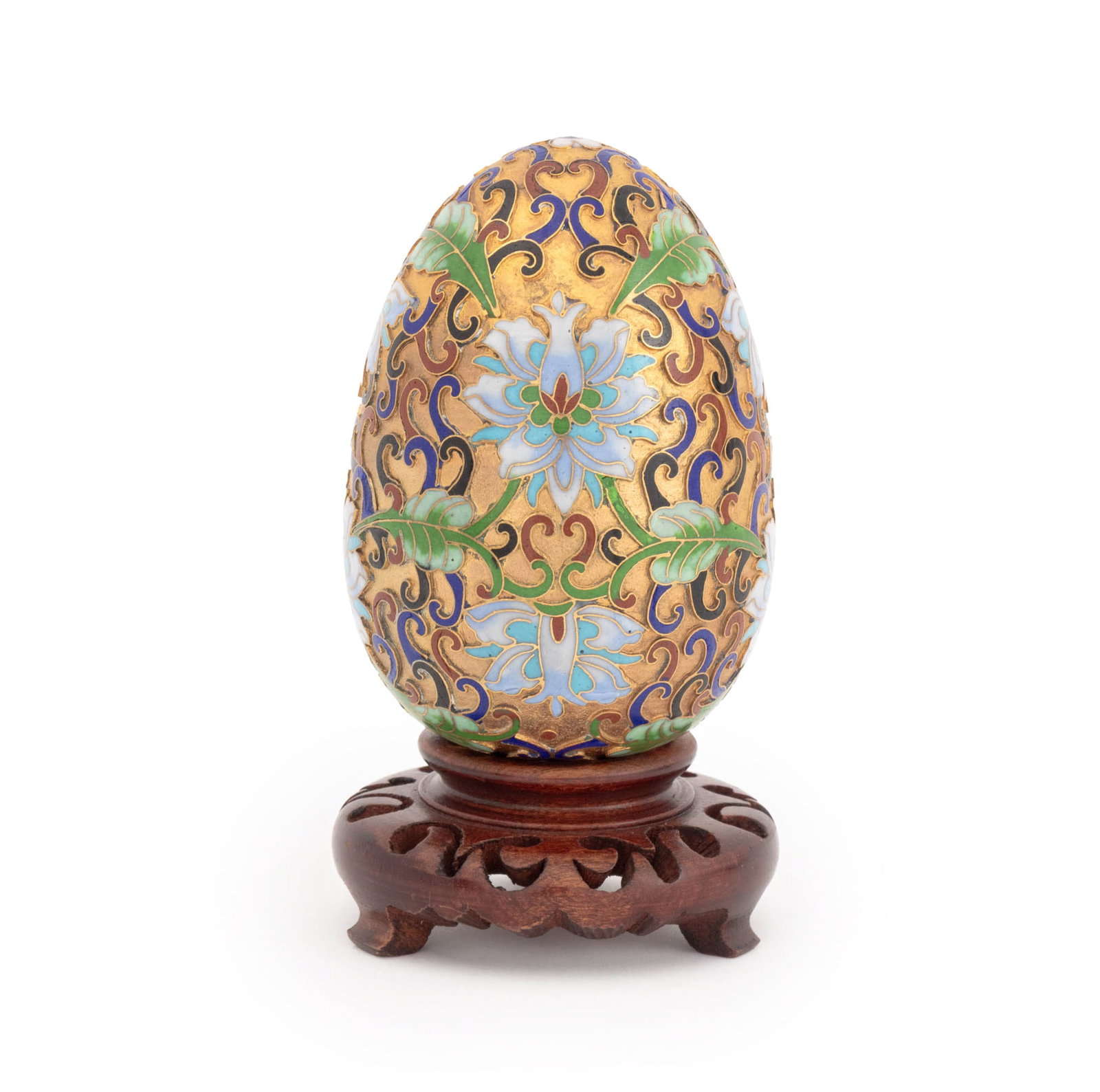 Chinese Cloisonne Enamel Egg Form Sculpture (1 of 8)