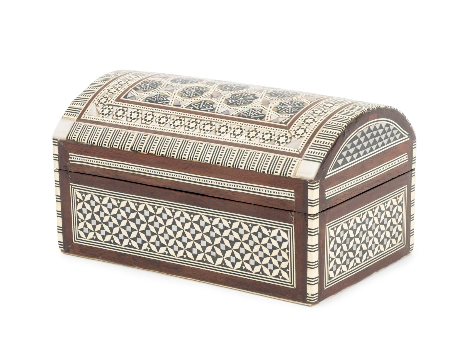Egyptian Inlaid Domed Mahogany Jewelry Box (1 of 9)